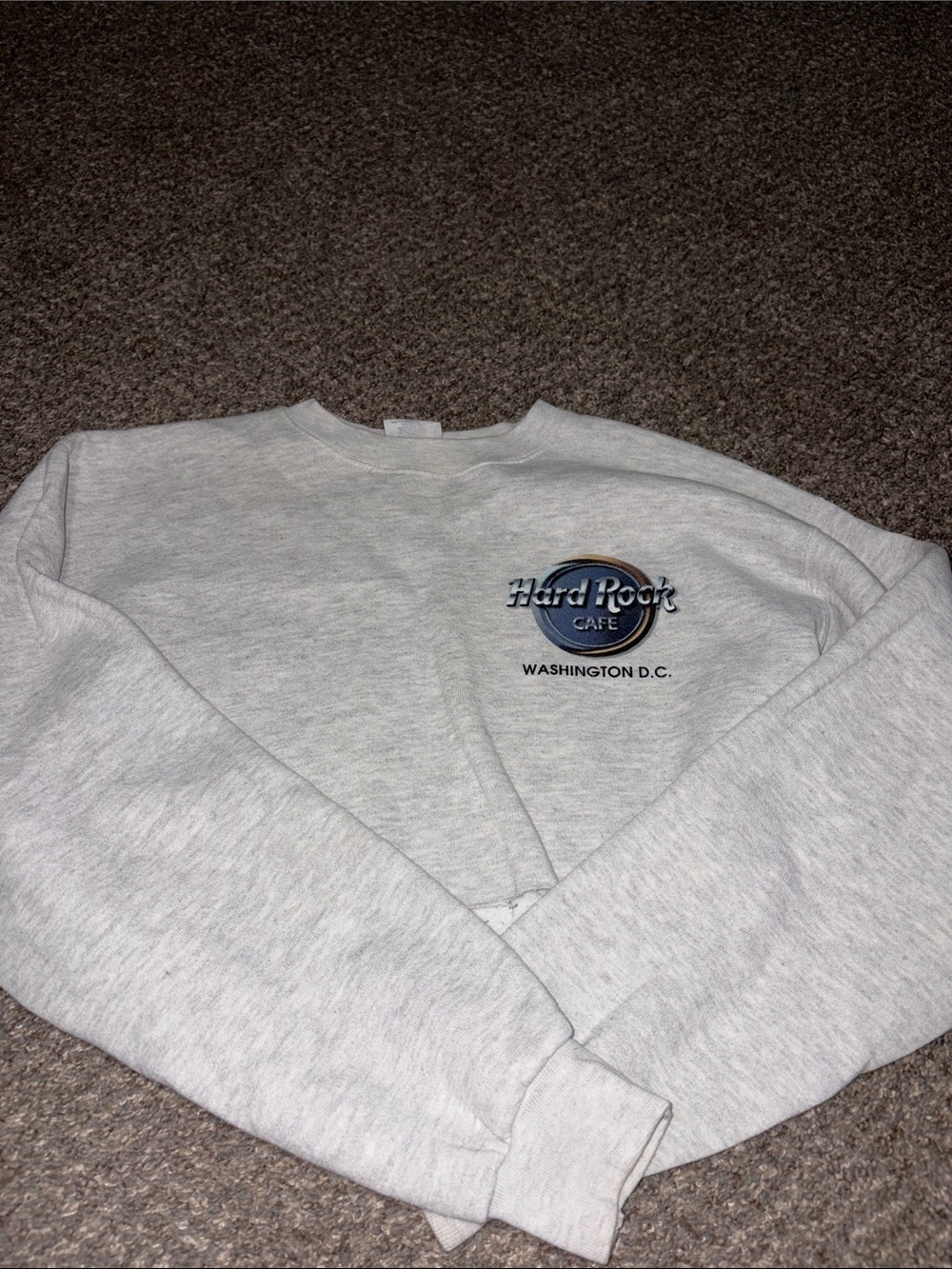 Hard Rock Cafe Light Gray Men's Crewneck Sweatshirt with Blue Logo